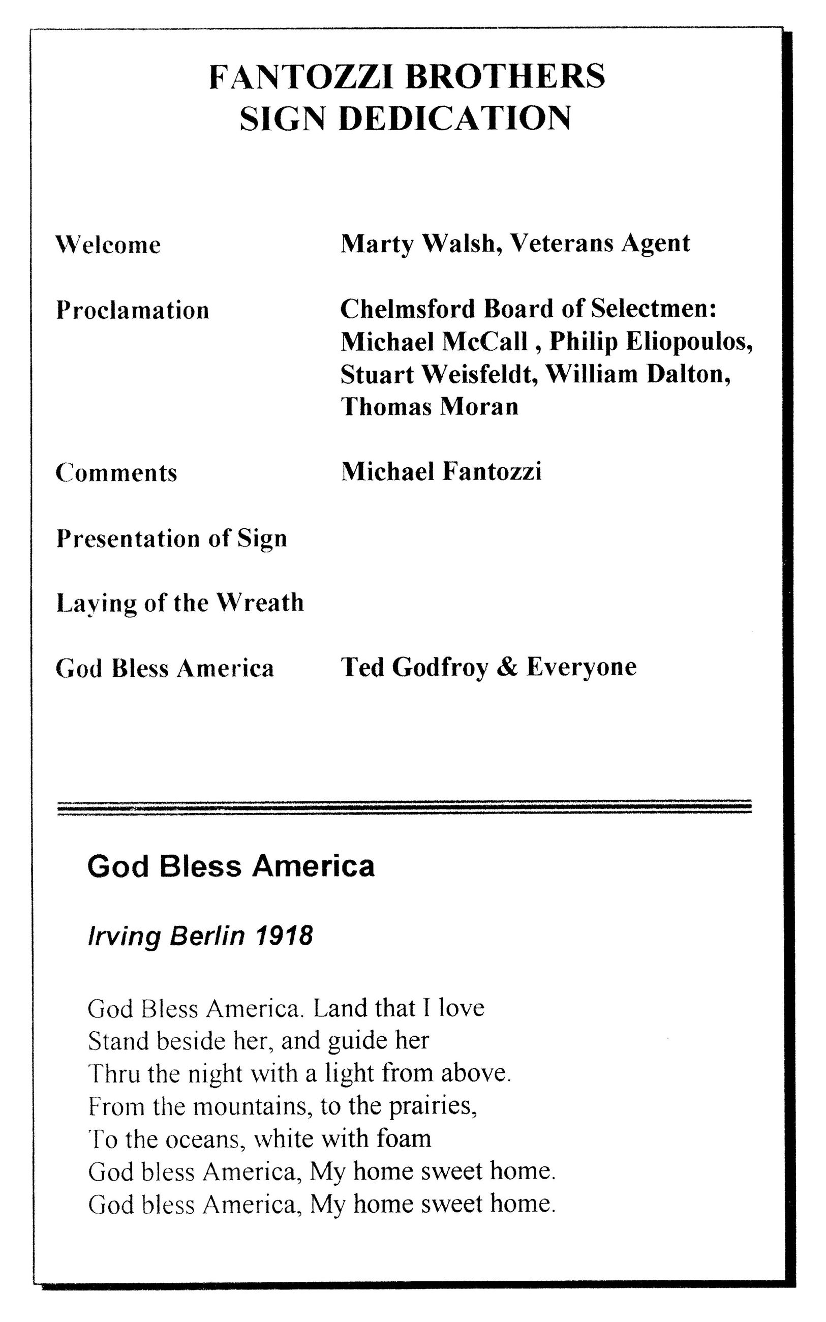 Dedication Program with song